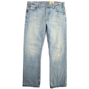 Hollister Jeans Size 34 Vintage 5 Pocket Button Fly Light Blue Denim Relaxed